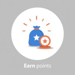 Loyalty program, earn points, reward concept, collect points, vector icon, flat illustration